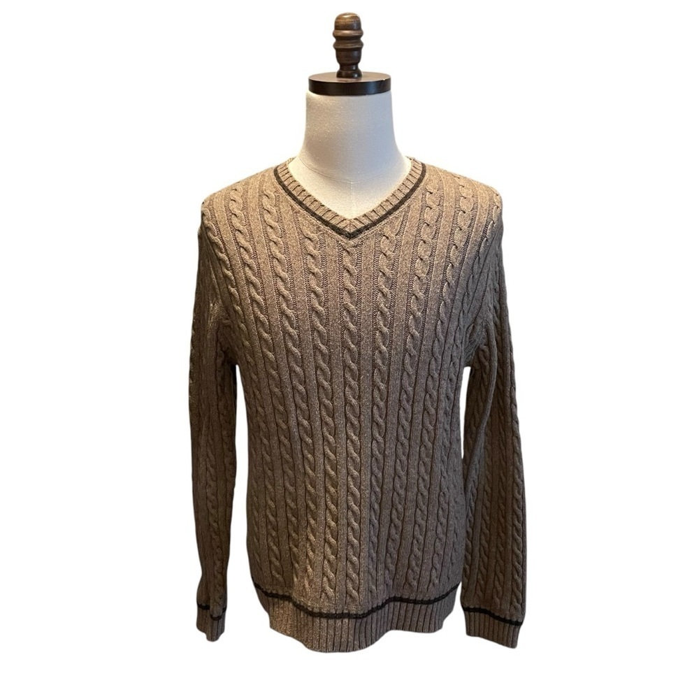 GAP Cable knit Sweater Vintage Brown Size Large Wool blend Preppy Pullover